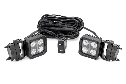Black Series LED Light Pair 2 Inch Flood Swivel Mount Rough Country