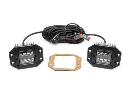 2 Inch Square Flush Mount Cree LED Lights Pair Black Series Rough Country