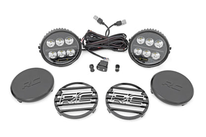 Black Series Halo LED Light Pair White/Amber DRL 6.5 Inch Round Rough Country