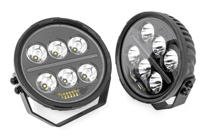 Black Series Halo LED Light Pair White/Amber DRL 6.5 Inch Round Rough Country-2