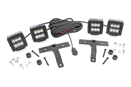 Rough Country Jeep Quad LED Light Pod Kit -Black Series 18-20 JL/20 Gladiator Rough Country