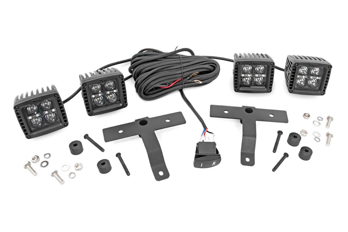 Jeep Quad LED Light Pod Kit -Black Series 18-20 JL/20 Gladiator Rough Country-4