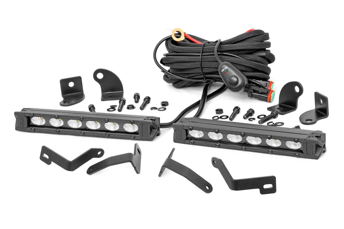 LED Light Kit Bumper Mount 6 Inch Black Slimline Pair Ford Ranger (19-23) Rough Country-4