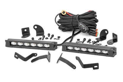 LED Light Kit Bumper Mount 6 Inch Black Slimline Pair Ford Ranger (19-23) Rough Country-4