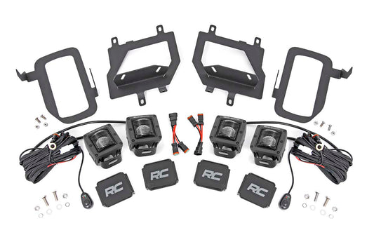 Rough Country Ford LED Fog Light Kit Black Series w/ SAE LED Fog Light 15-19 F-150 Rough Country