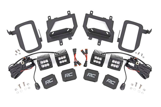 LED Light Kit Fog Mount Dual 2 Inch Black Pairs Spot Ford F-150 (15-17) Rough Country
