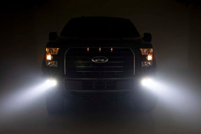 LED Light Kit Fog Mount Dual 2 Inch Black Pairs Spot Ford F-150 (15-17) Rough Country-4