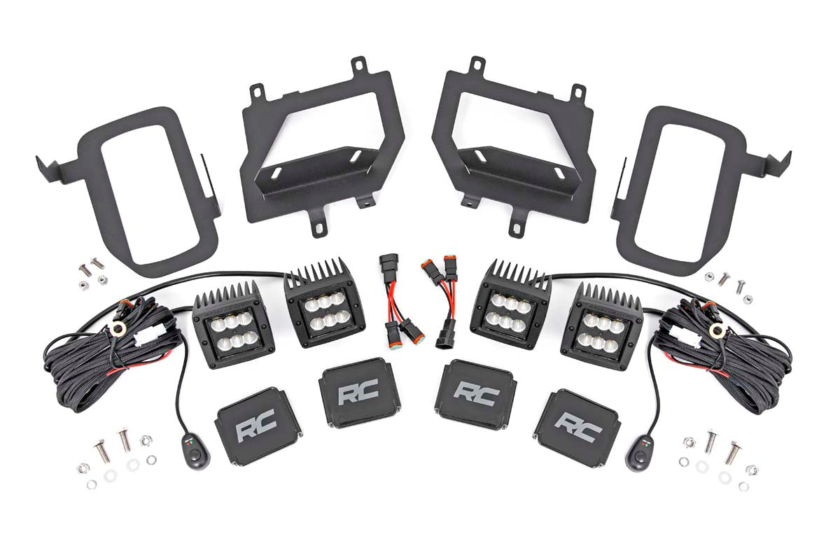 Rough Country Ford LED Fog Light Kit Black Series w/ Flood Beam 15-19 F-150 Rough Country