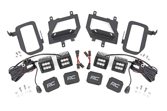 LED Light Kit Fog Mount Dual 2 Inch Black Pairs Flood Ford F-150 (15-17) Rough Country