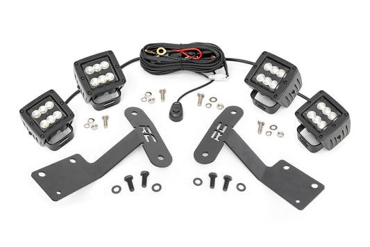LED Light Kit Ditch Mount Dual 2 Inch Black Pairs Flood Toyota Tundra (14-21) Rough Country