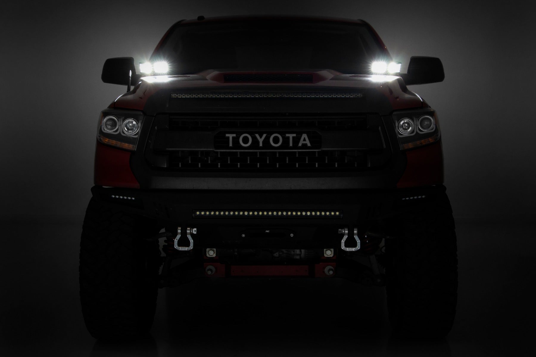 Toyota 2-inch LED Lower Windshield Ditch Kit (14-20 Tundra Black Series Flood Pattern) Rough Country-4