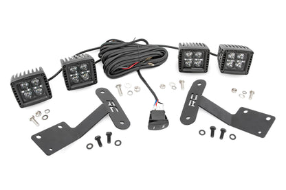 LED Light Kit Ditch Mount Dual 2 Inch Black Pairs White DRL Toyota Tundra (14-21) Rough Country