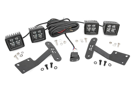 LED Light Kit Ditch Mount Dual 2 Inch Black Pairs White DRL Toyota Tundra (14-21) Rough Country