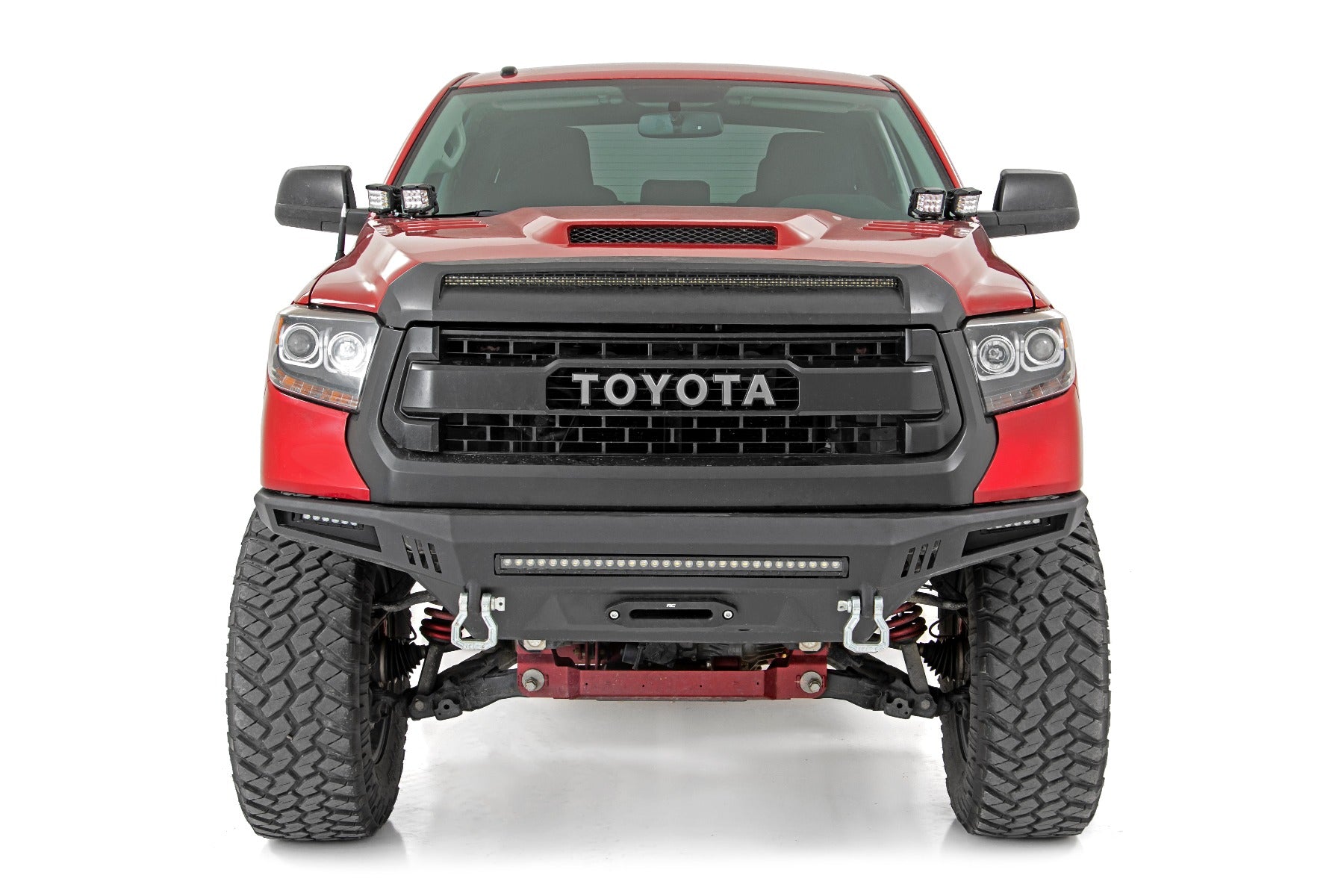 Rough Country Toyota 2-inch LED Lower Windshield Ditch Kit (14-20 Tundra Black Series w/ Cool White DRL) Rough Country
