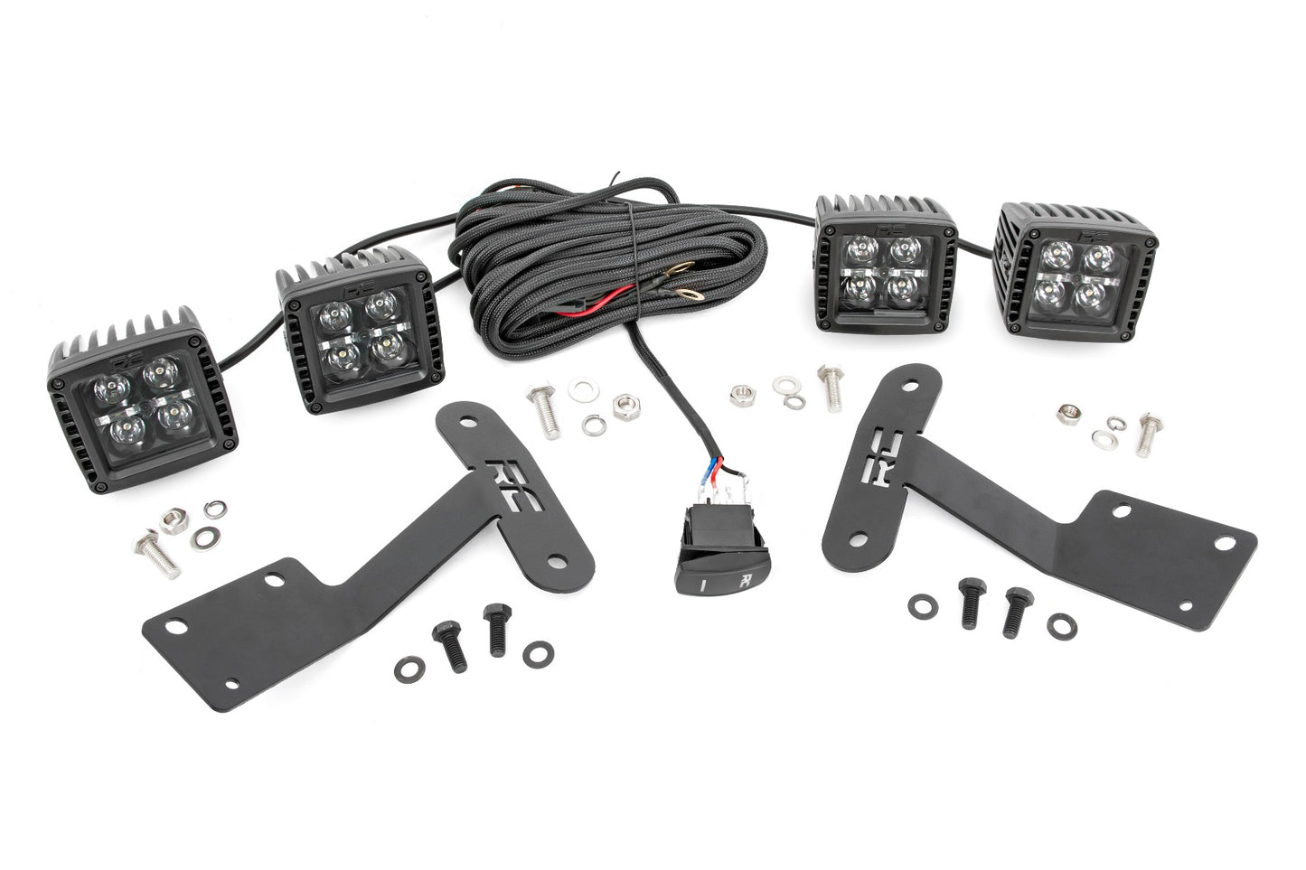 LED Light Kit Ditch Mount Dual 2 Inch Black Pairs Amber DRL Toyota Tundra (14-21) Rough Country