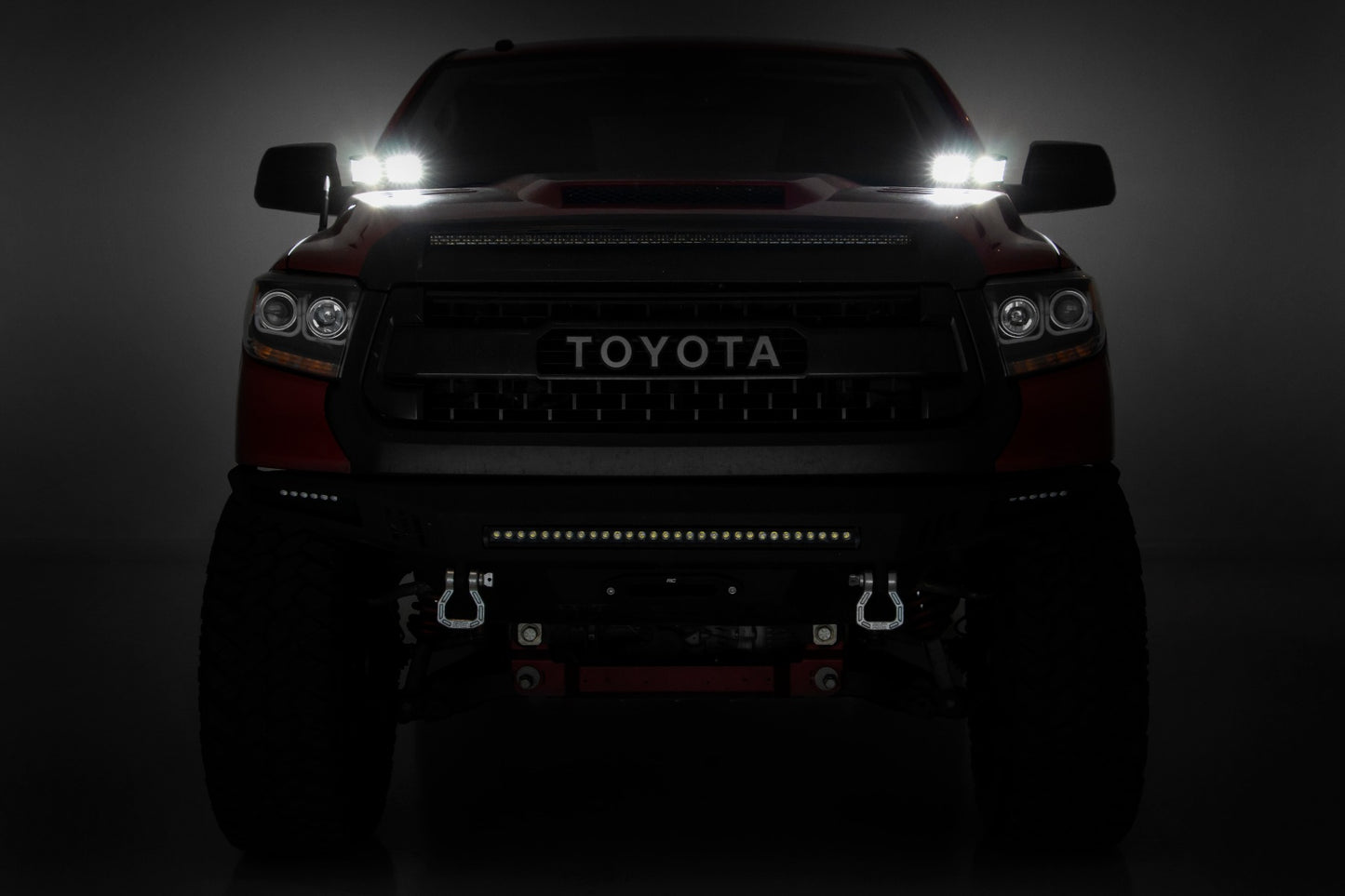 LED Light Kit Ditch Mount Dual 2 Inch Black Pairs Amber DRL Toyota Tundra (14-21) Rough Country-4