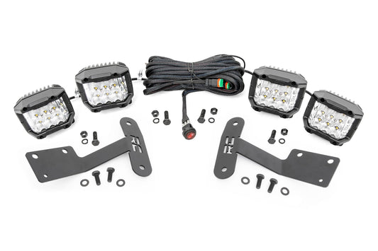 LED Light Kit Ditch Mount 3 Inch OSRAM Wide Toyota Tundra 2WD/4WD (14-21) Rough Country