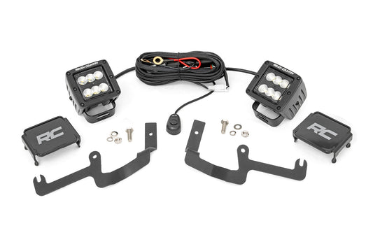 Rough Country Chevy 2-inch LED Lower Windshield Ditch Kit Black Series Flood Beam For 19-20 Silverado Rough Country