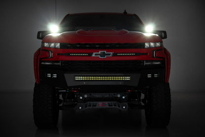 LED Light Kit Ditch Mount 2 Inch Black Pair White DRL Chevy Silverado 1500 (19-26) Rough Country-5