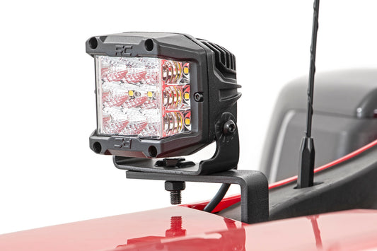 LED Light Kit Ditch Mount 2 Inch Black Pair Amber DRL Chevy Silverado 1500 (19-26) Rough Country-1