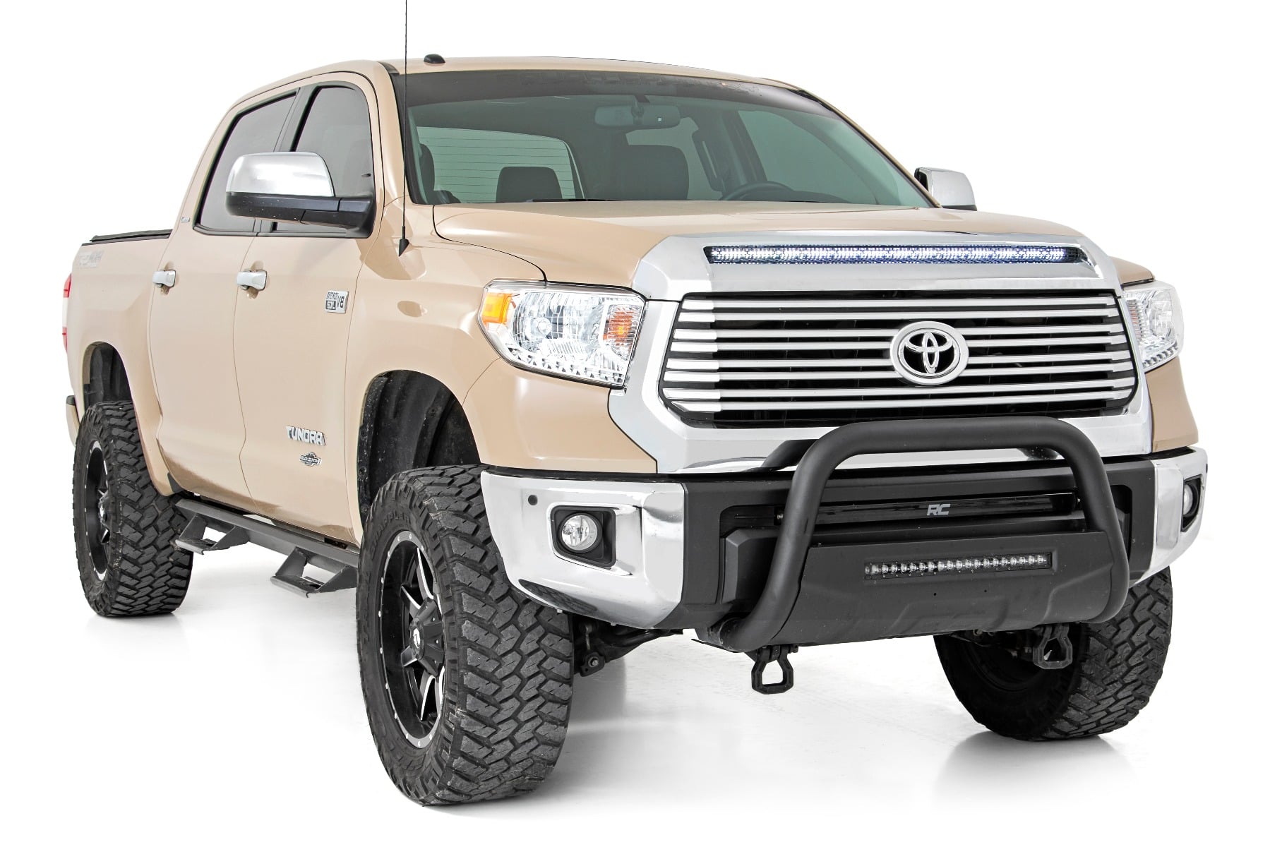 LED Light Kit Hood Bulge 40 Inch White/Amber Strip Toyota Tundra (14-21) Rough Country-2