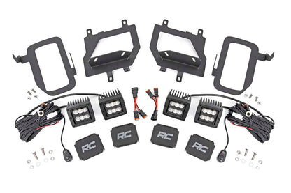 LED Light Kit Fog Mount Dual 2 Inch Black Pairs Spot/Flood Ford F-150 (15-17) Rough Country
