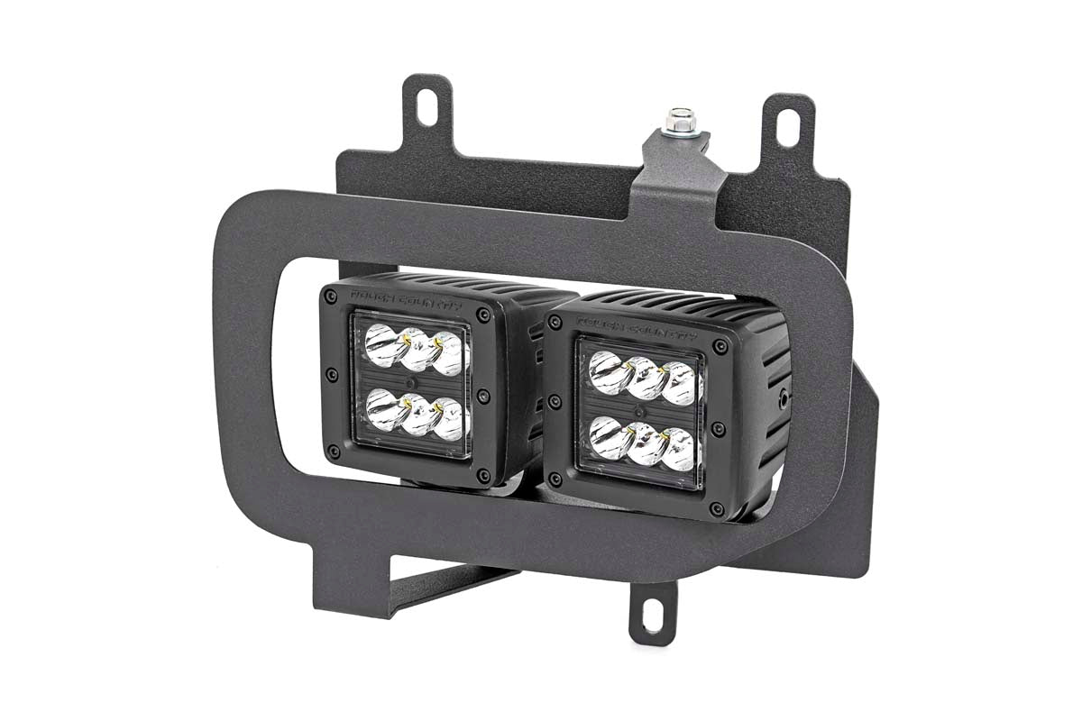 LED Light Kit Fog Mount Dual 2 Inch Black Pairs Spot/Flood Ford F-150 (15-17) Rough Country-1