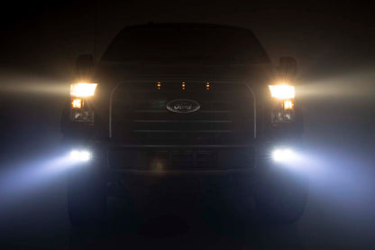 LED Light Kit Fog Mount Dual 2 Inch Black Pairs Spot/Flood Ford F-150 (15-17) Rough Country-3