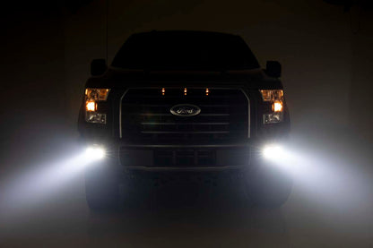 LED Light Kit Fog Mount Dual 2 Inch Black Pairs Spot/Flood Ford F-150 (15-17) Rough Country-4
