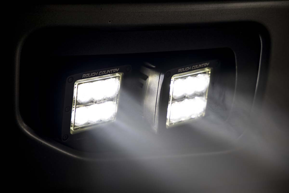 LED Light Kit Fog Mount Dual 2 Inch Black Pairs Spot/Flood Ford F-150 (15-17) Rough Country-5