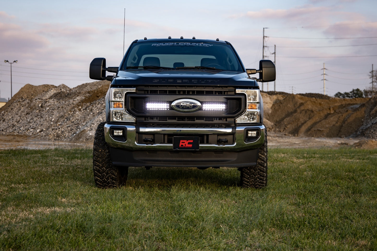 Rough Country LED Light Kit Grille Mount 10 Inch Black Series Slimline 20-21 Ford Super Duty Rough Country