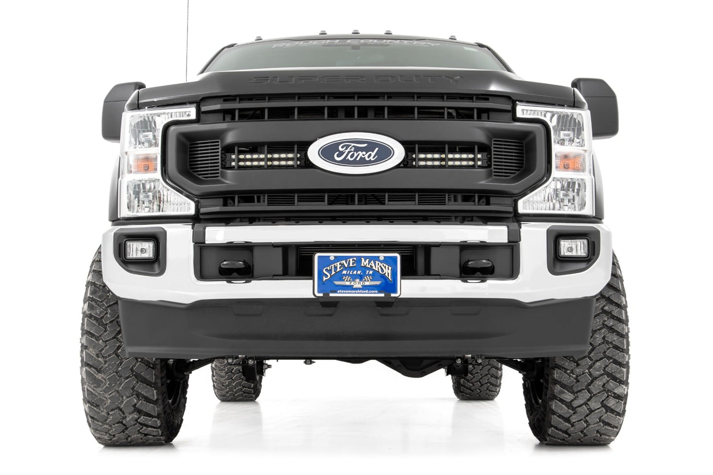 LED Light Kit Grille Mount 10 Inch Black Slimline Ford F-250 Super Duty (20-22) Rough Country-1