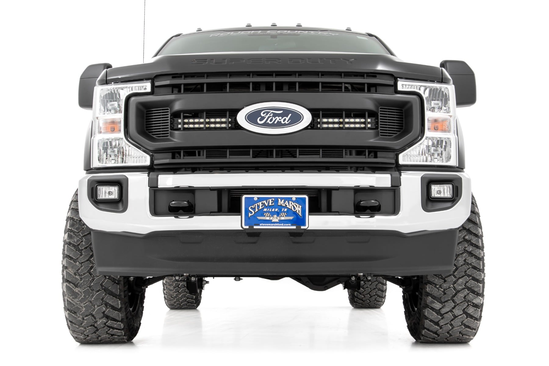 LED Light Kit Grille Mount 10 Inch Black Slimline Ford F-250 Super Duty (20-22) Rough Country-1