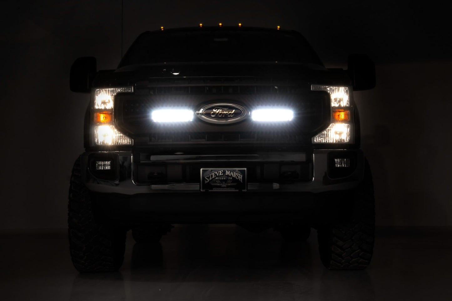 LED Light Kit Grille Mount 10 Inch Black Slimline Ford F-250 Super Duty (20-22) Rough Country-2