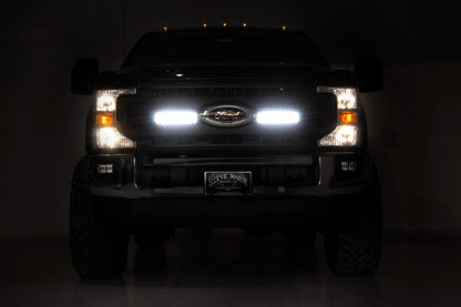 LED Light Kit Grille Mount 10 Inch Black Slimline Ford F-250 Super Duty (20-22) Rough Country-2