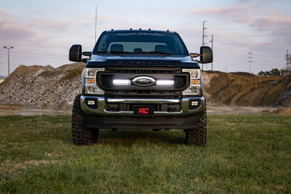 LED Light Kit Grille Mount 10 Inch Black Slimline Ford F-250 Super Duty (20-22) Rough Country-3