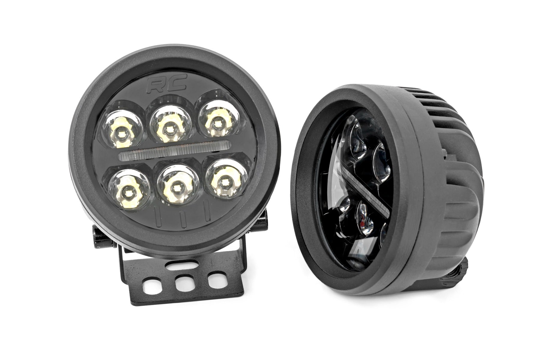 Black Series Round LED Light Pair 3.5 Inch Amber DRL Rough Country-3
