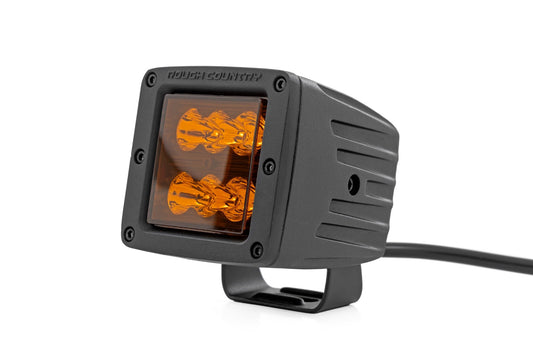 2 Inch LED Light Pods Spot Beam Amber Lens Square Rough Country-1