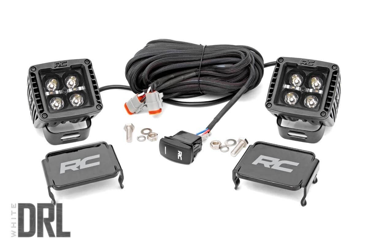Rough Country 2 Inch Square Cree LED Lights Pair Black Series Rough Country