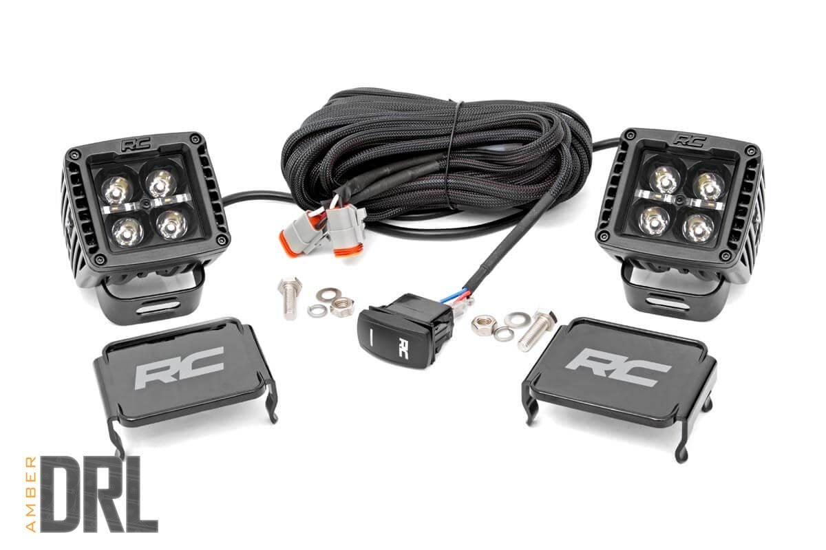 Rough Country 2 Inch Square Cree LED Lights Pair Black Series Rough Country