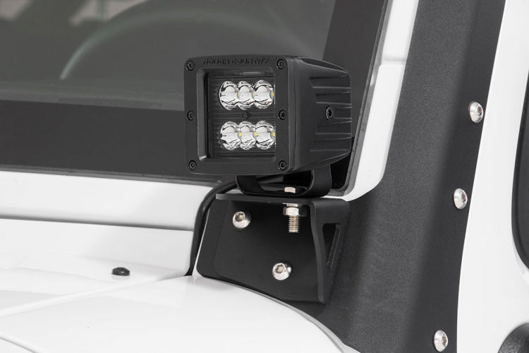 Rough Country 2 Inch Square Cree LED Lights Pair Black Series, Spot Beam Rough Country