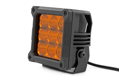 4 Inch LED Amber Light Pods Square Amber DRL Pair Rough Country-1
