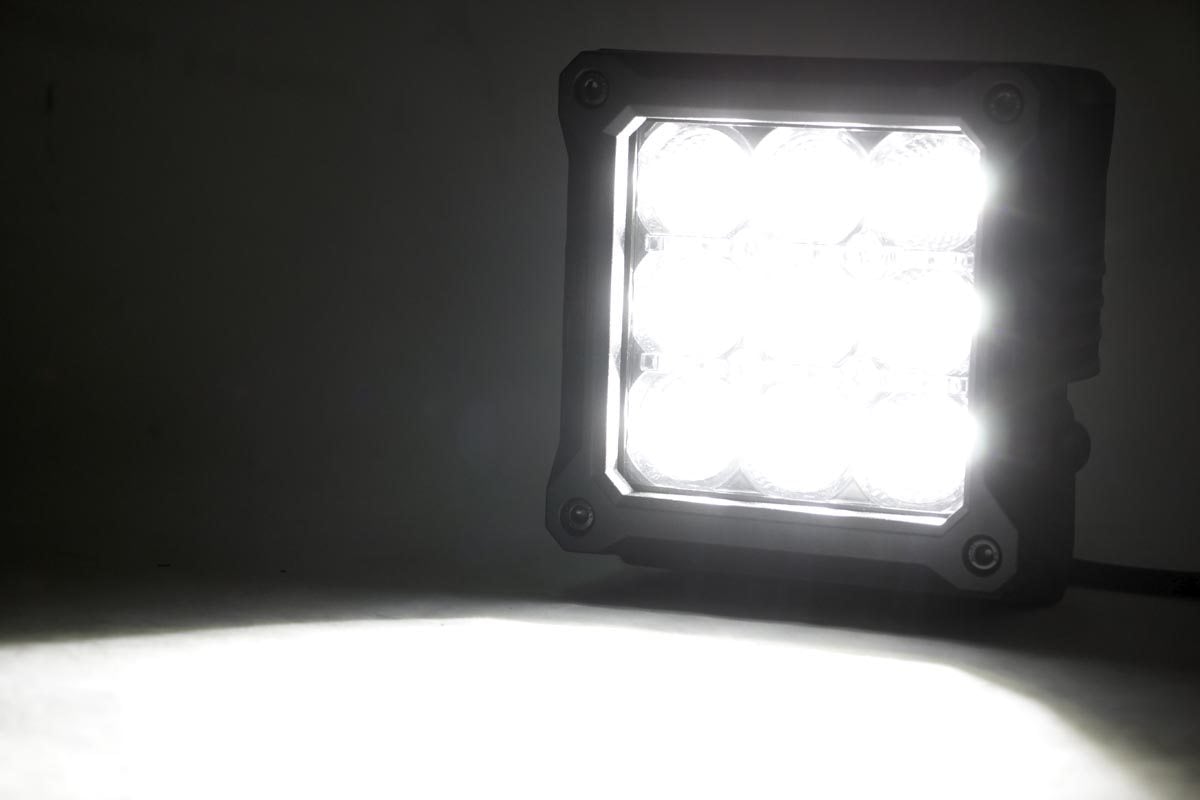 4 Inch Chrome Series LED Light Pods Square White DRL Pair Rough Country-1