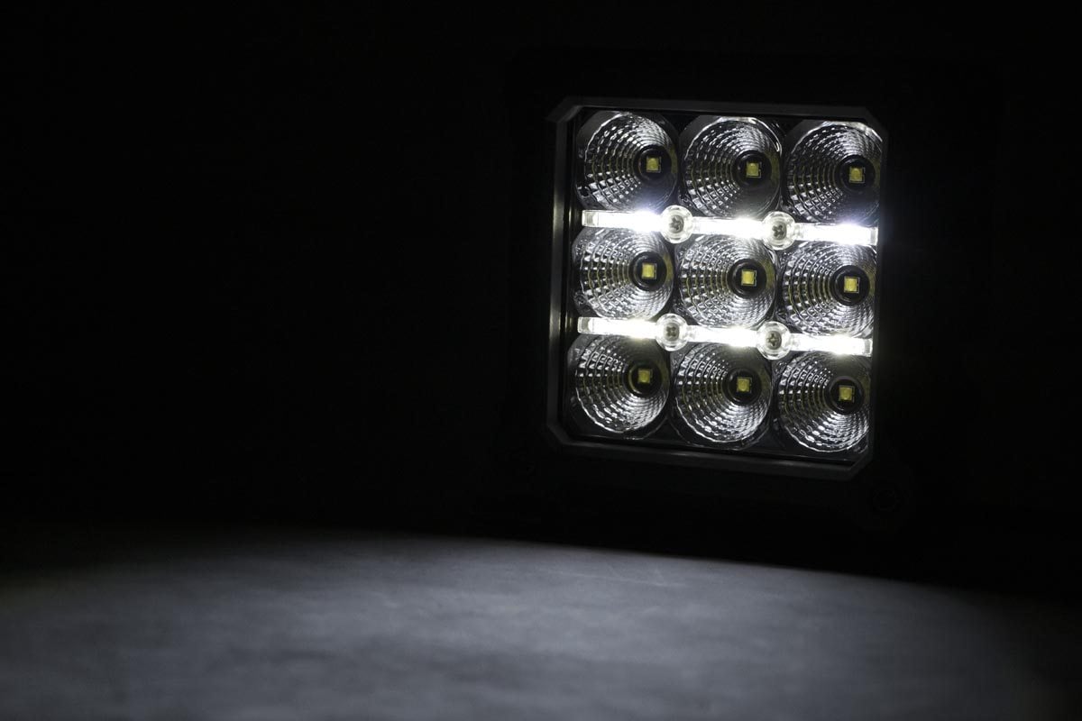 4 Inch Chrome Series LED Light Pods Square White DRL Pair Rough Country-2