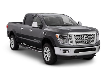 Black Pocket/Rivet Style Smooth Finish 4-Piece Fender Flare Set For 2004-2015 Nissan Titan W/O Lock Box Bushwacker-2