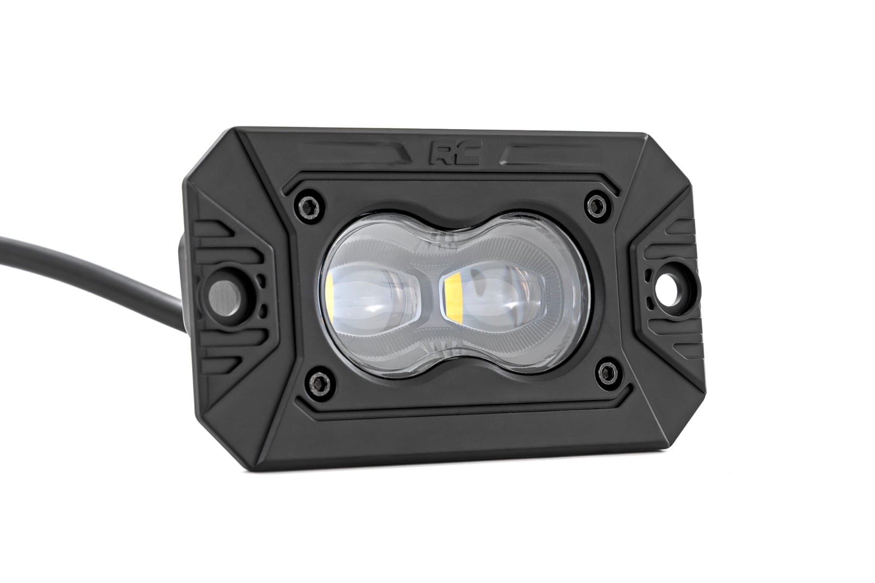 3x1.75 Inch Black Series Yellow LED Slim Aux SAE Fog Flush Mount Pair Rough Country-1