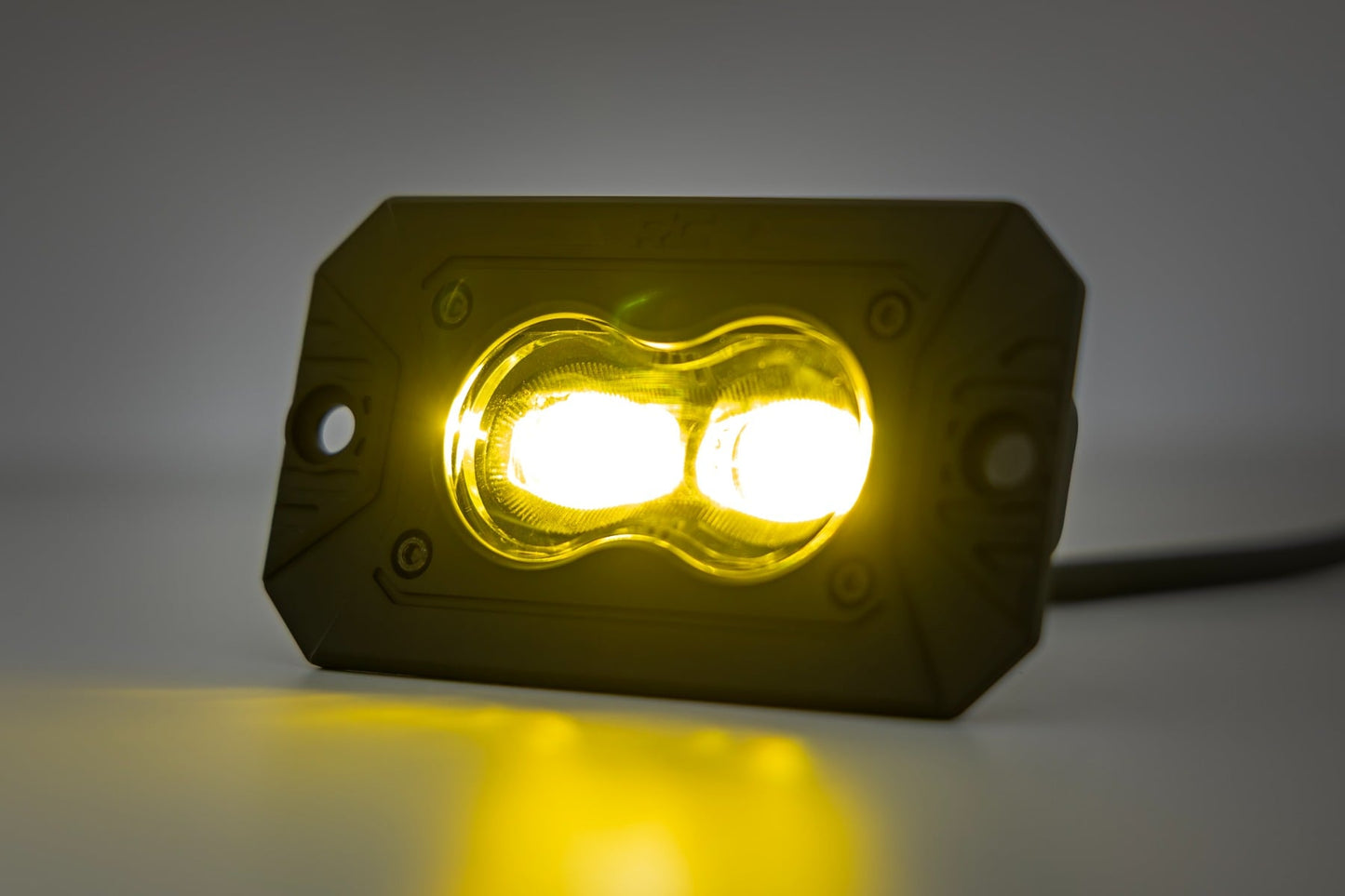 3x1.75 Inch Black Series Yellow LED Slim Aux SAE Fog Flush Mount Pair Rough Country-2