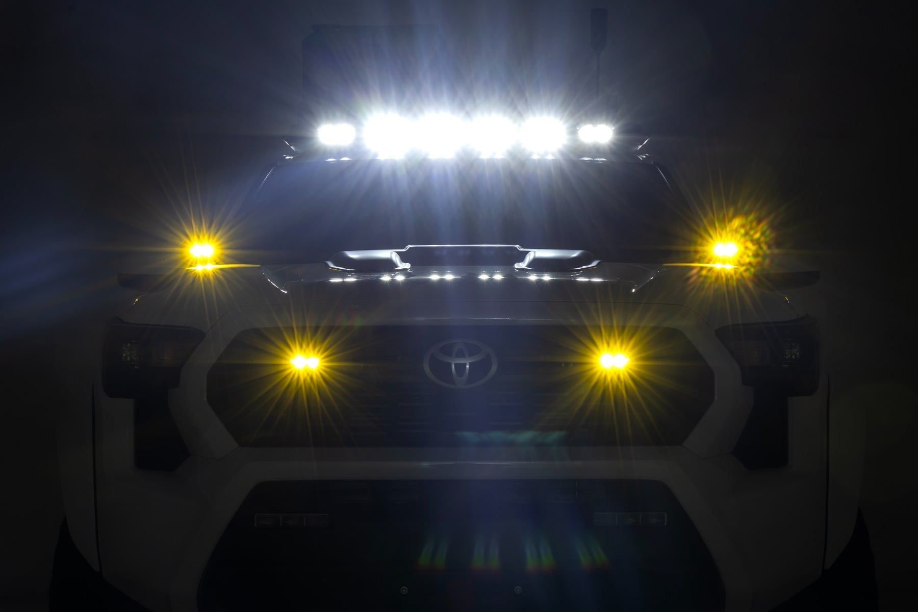 3x1.75 Inch Black Series Yellow LED Slim Aux SAE Fog Flush Mount Pair Rough Country-4