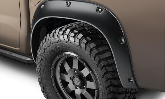 Black Pocket/Rivet Style Smooth Finish 4-Piece Fender Flare Set For 22-26 Nissan Frontier Bushwacker