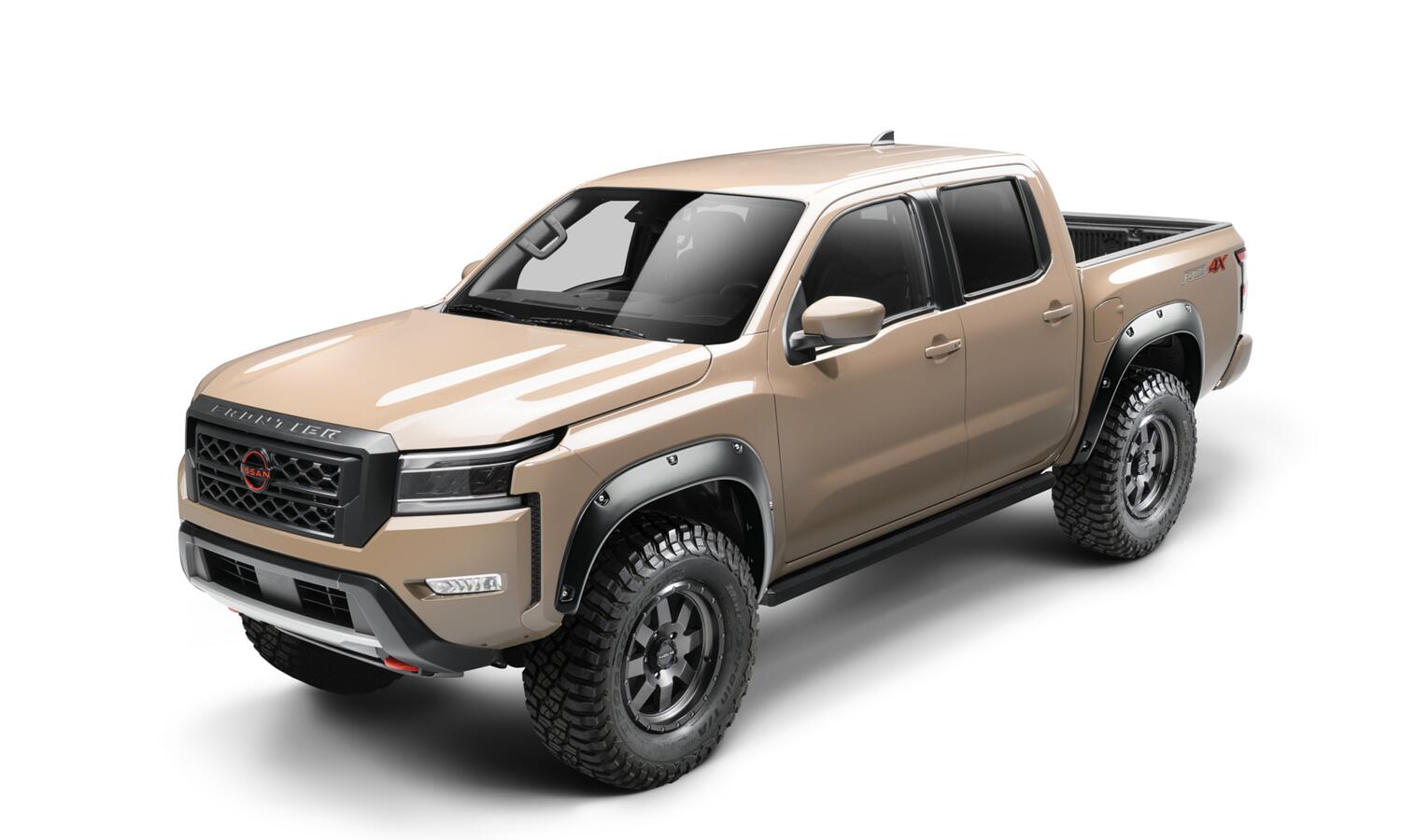 Black Pocket/Rivet Style Smooth Finish 4-Piece Fender Flare Set For 22-26 Nissan Frontier Bushwacker-2